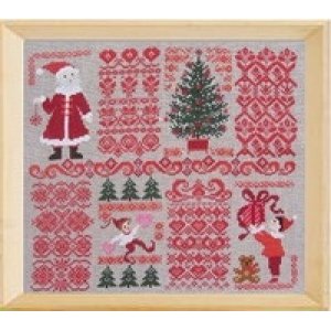 画像: Christmas sampler with red Borders