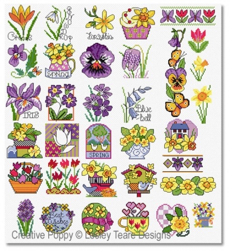 画像1: 30 Spring Flower motifs