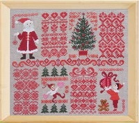 画像1: Christmas sampler with red Borders